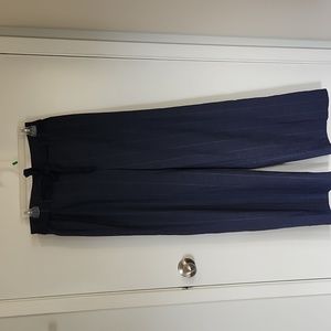 Navy pinstripe wide leg dress pants